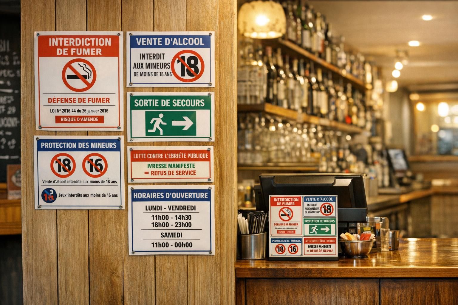 découvrez les affichages obligatoires spécifiques aux bars-restaurants, en plus des obligations classiques, pour bien respecter la réglementation en vigueur.